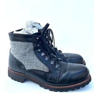 Wolverine Men’s 1000 Boots Black Gray Wool Panels Lace Up Shoes 11